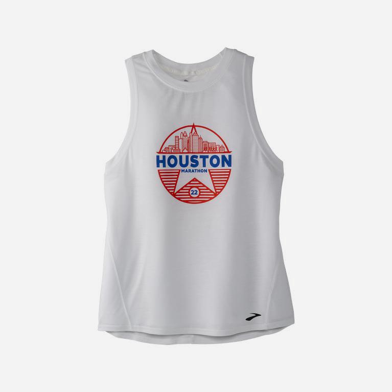 Brooks Houston22 Distance Graphic Hardlooptanktop voor Dames Wit (VFLRG-4079)